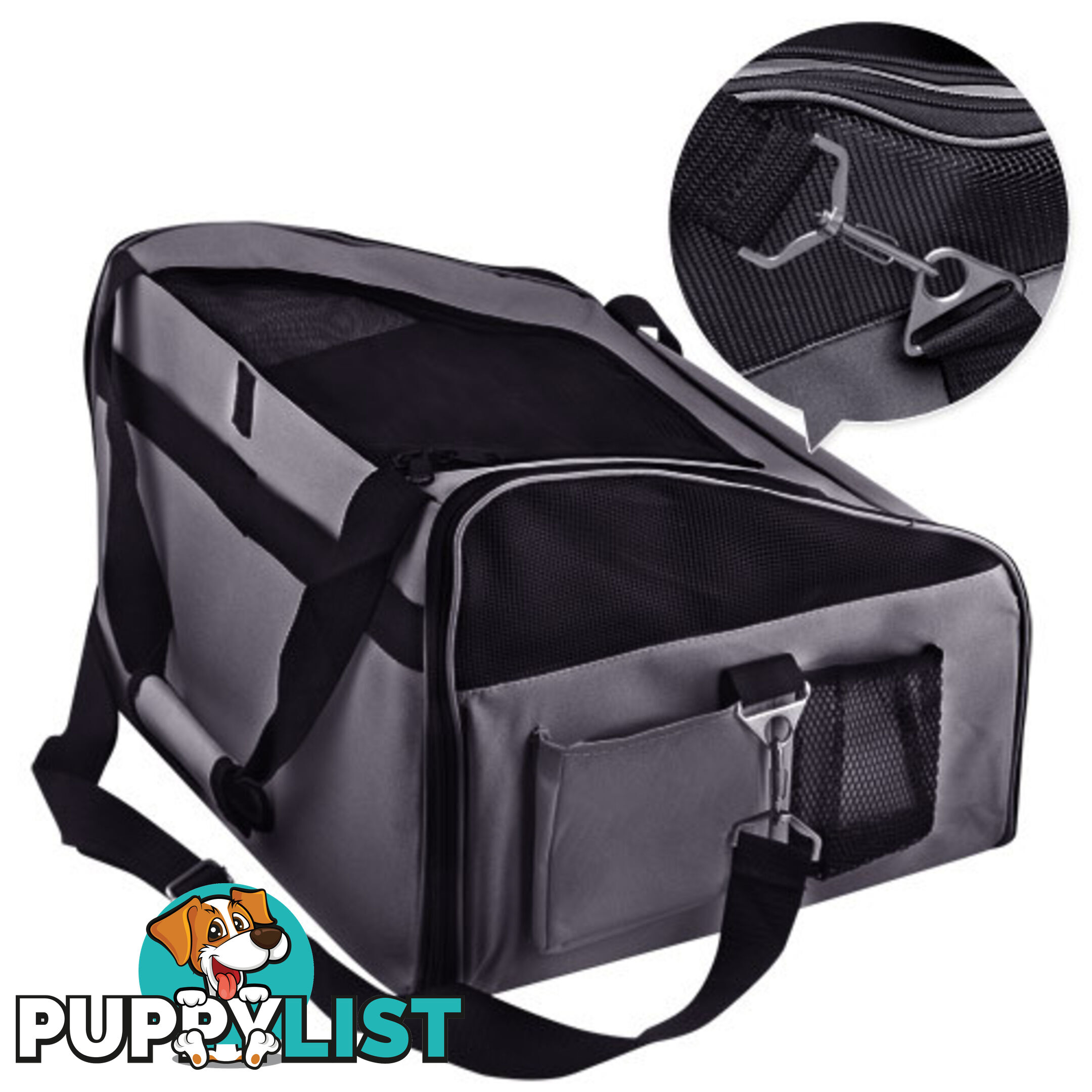 Pet Dog Cat Car Seat Carrier Travel Bag Small Grey