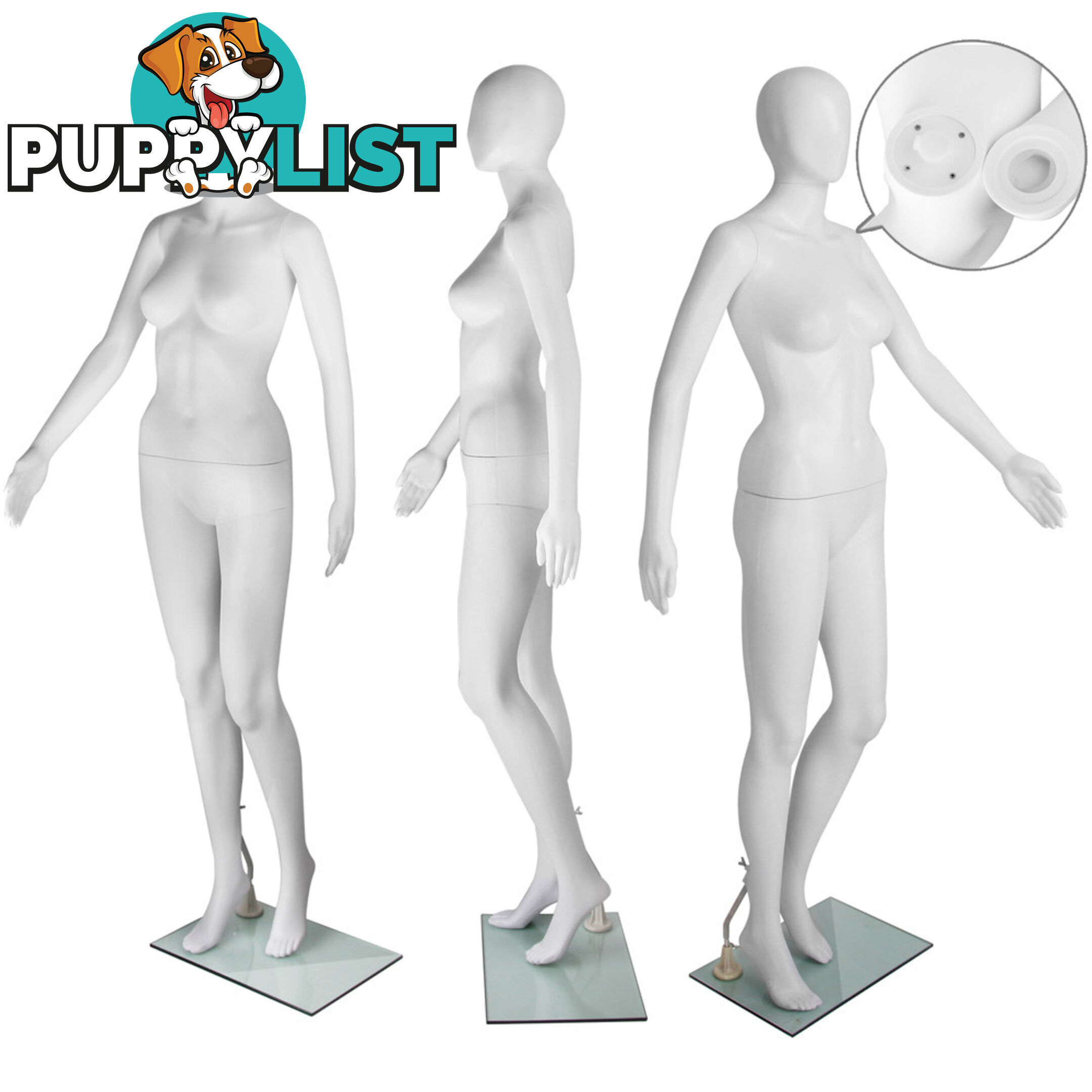 Full Body Female Mannequin Cloth Display Tailor Dressmaker Egg Head White 175cm