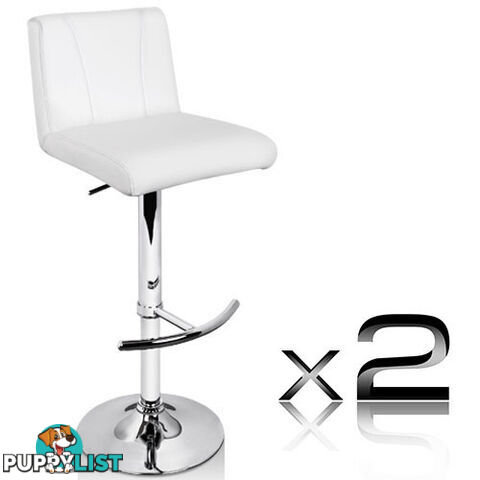 Set of 2 PU Leather Kitchen Bar Stool White