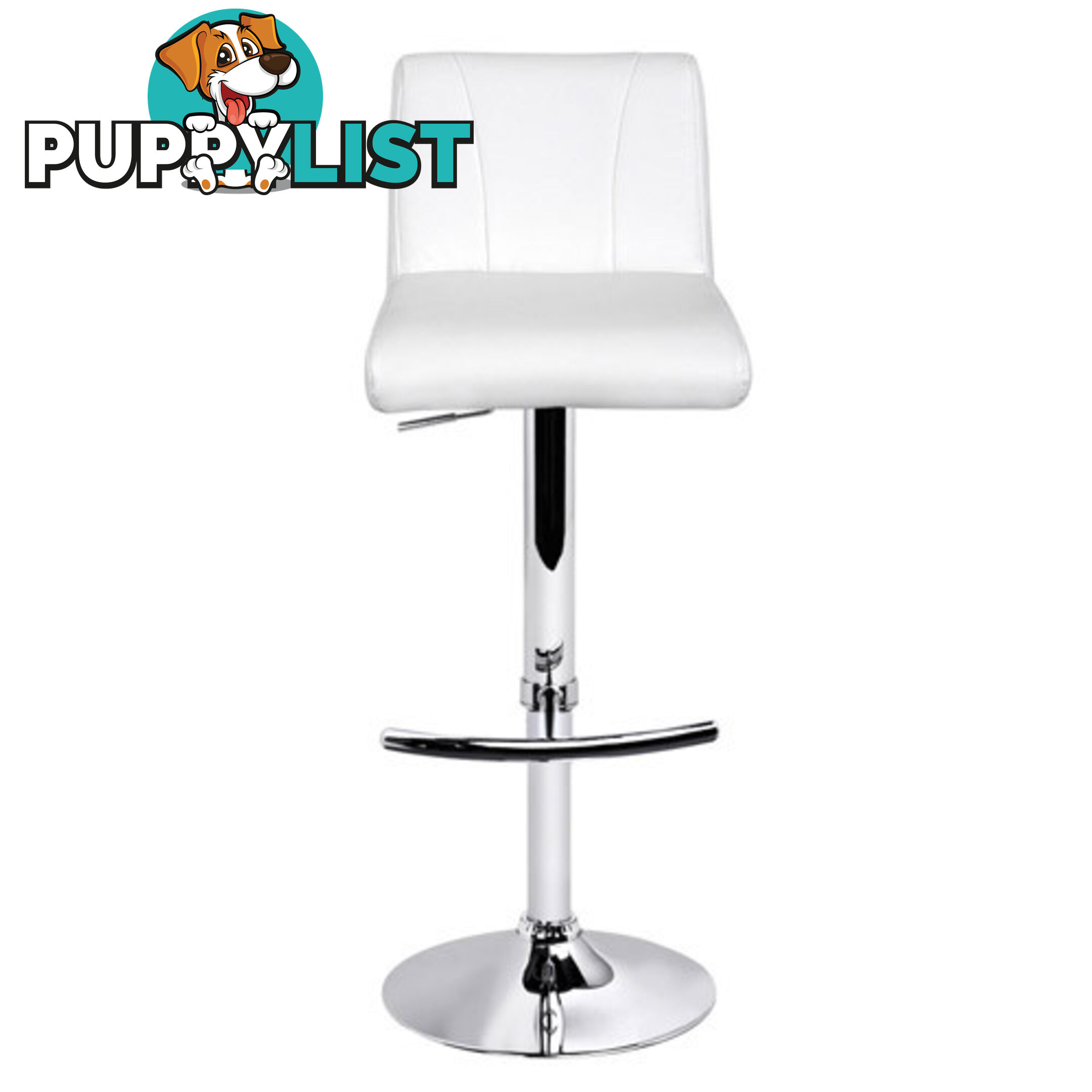 Set of 2 PU Leather Kitchen Bar Stool White