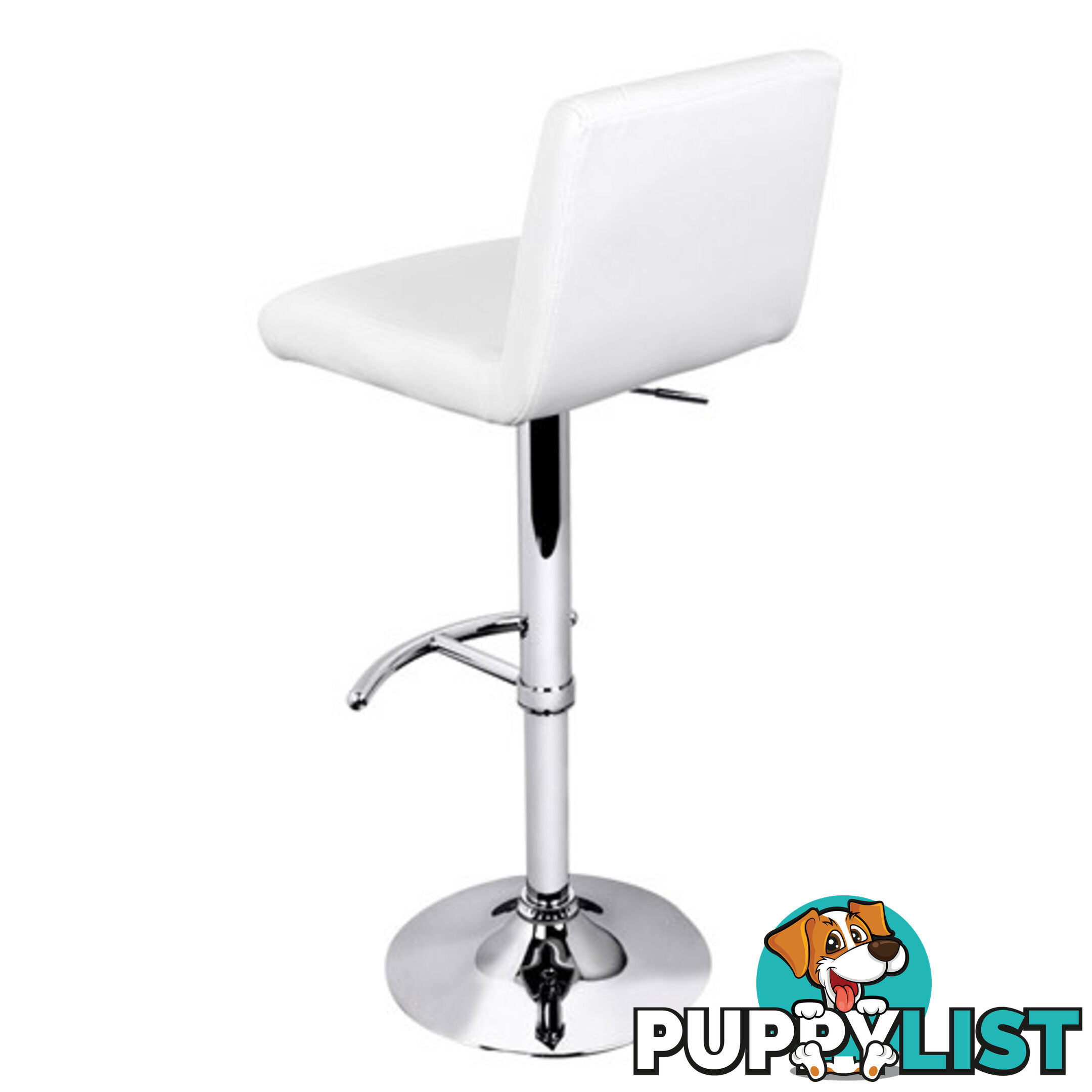 Set of 2 PU Leather Kitchen Bar Stool White