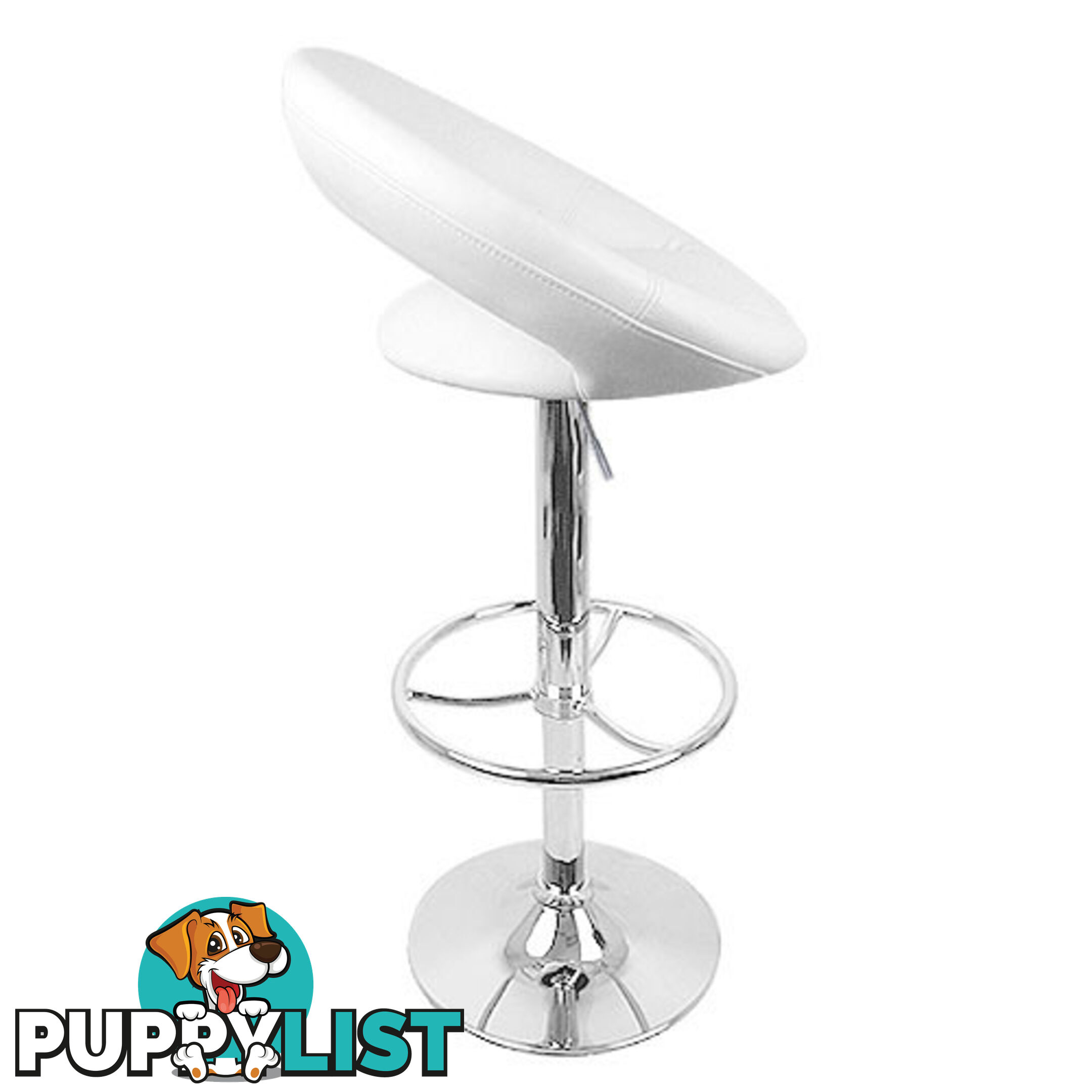 Set of 2 PU Leather Kitchen Bar Stool White