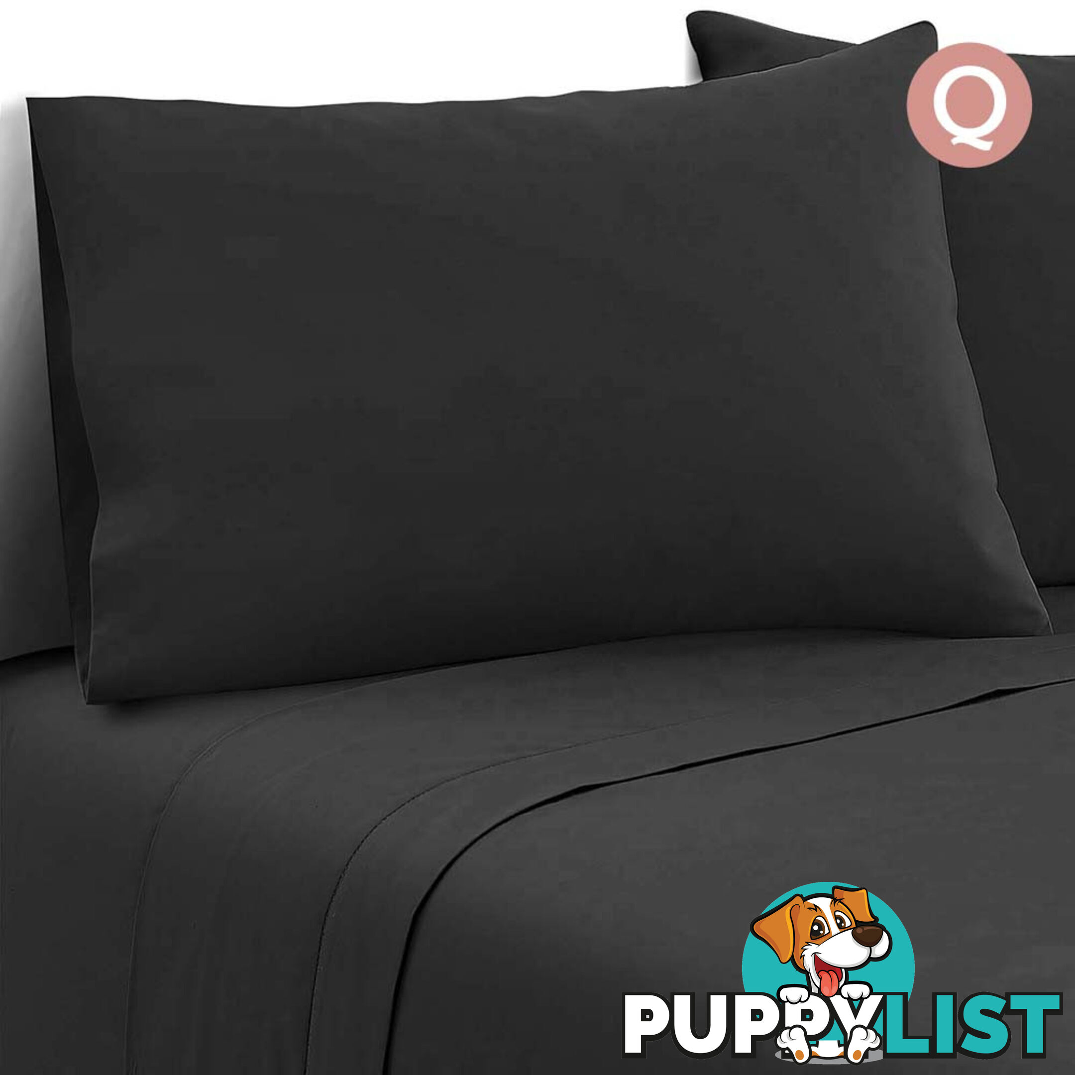 4 Piece Microfibre Sheet Set Queen  Black