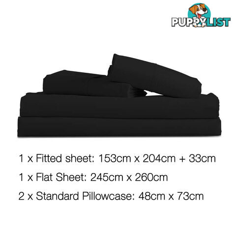 4 Piece Microfibre Sheet Set Queen  Black