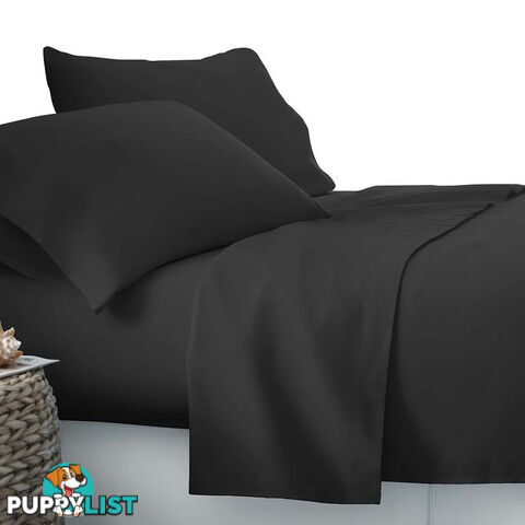 4 Piece Microfibre Sheet Set Queen  Black