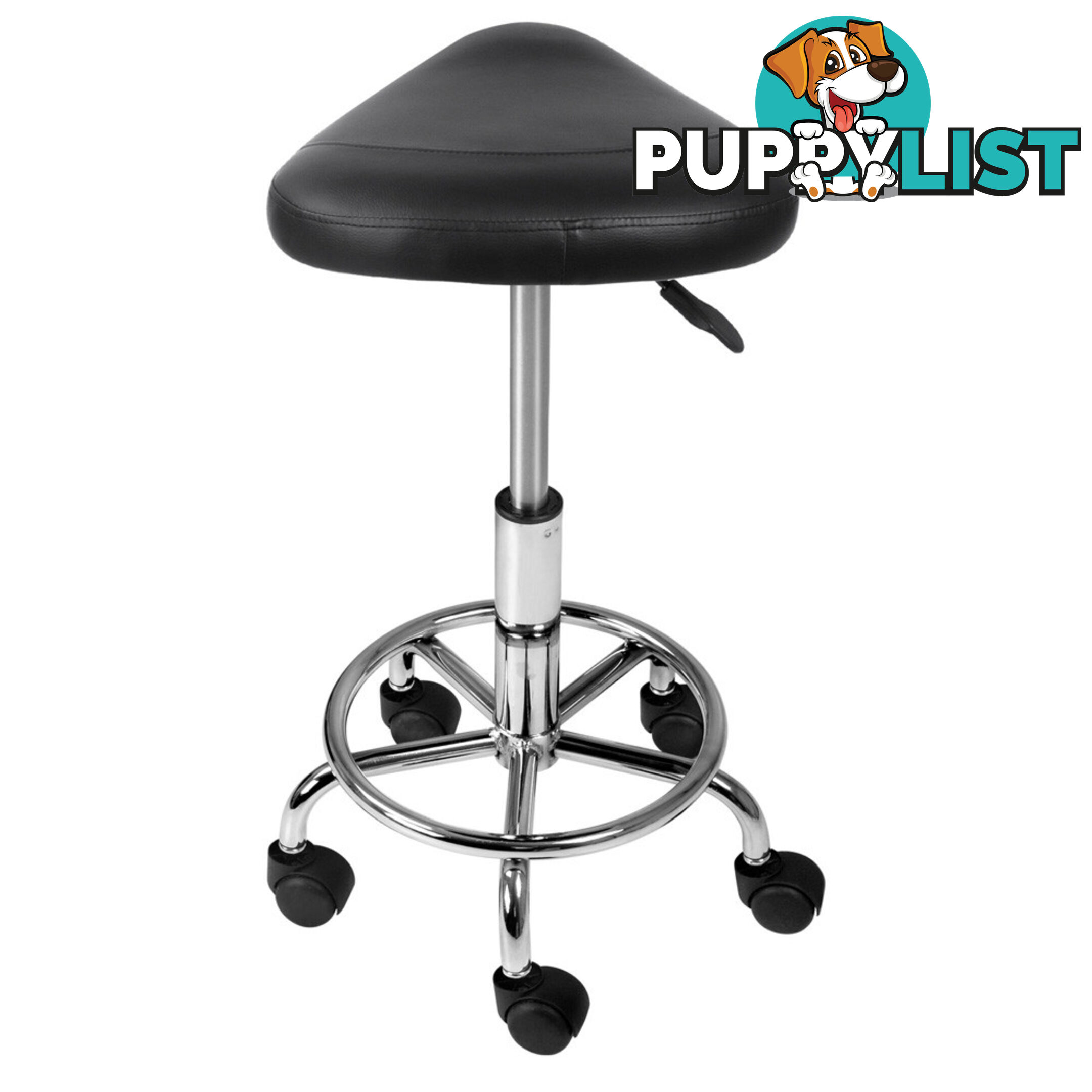 Saddle PU Swivel Salon Stool White