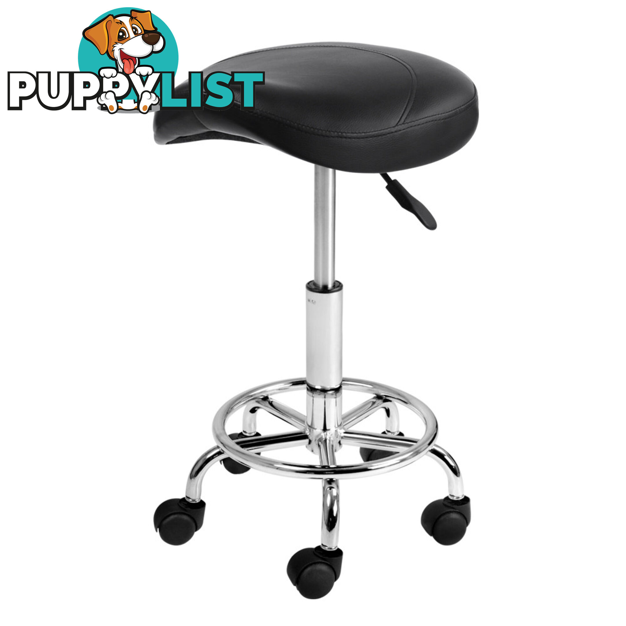 Saddle PU Swivel Salon Stool White