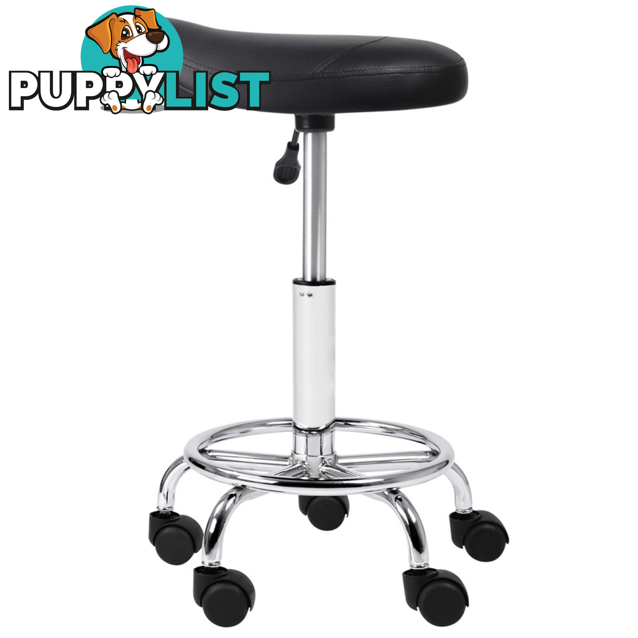 Saddle PU Swivel Salon Stool White