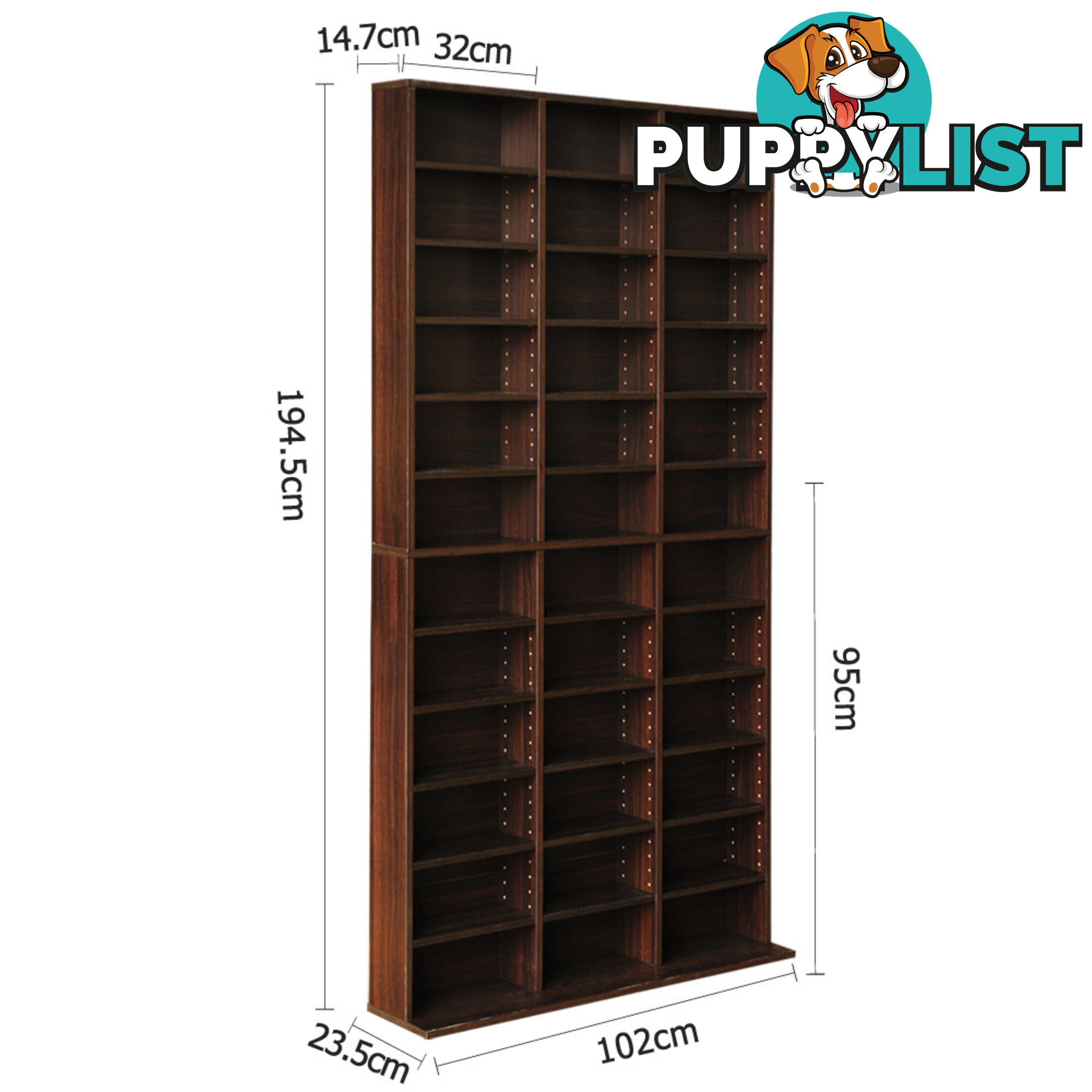 Adjustable CD DVD Book Storage Shelf Brown