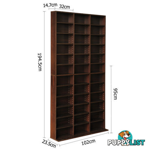 Adjustable CD DVD Book Storage Shelf Brown