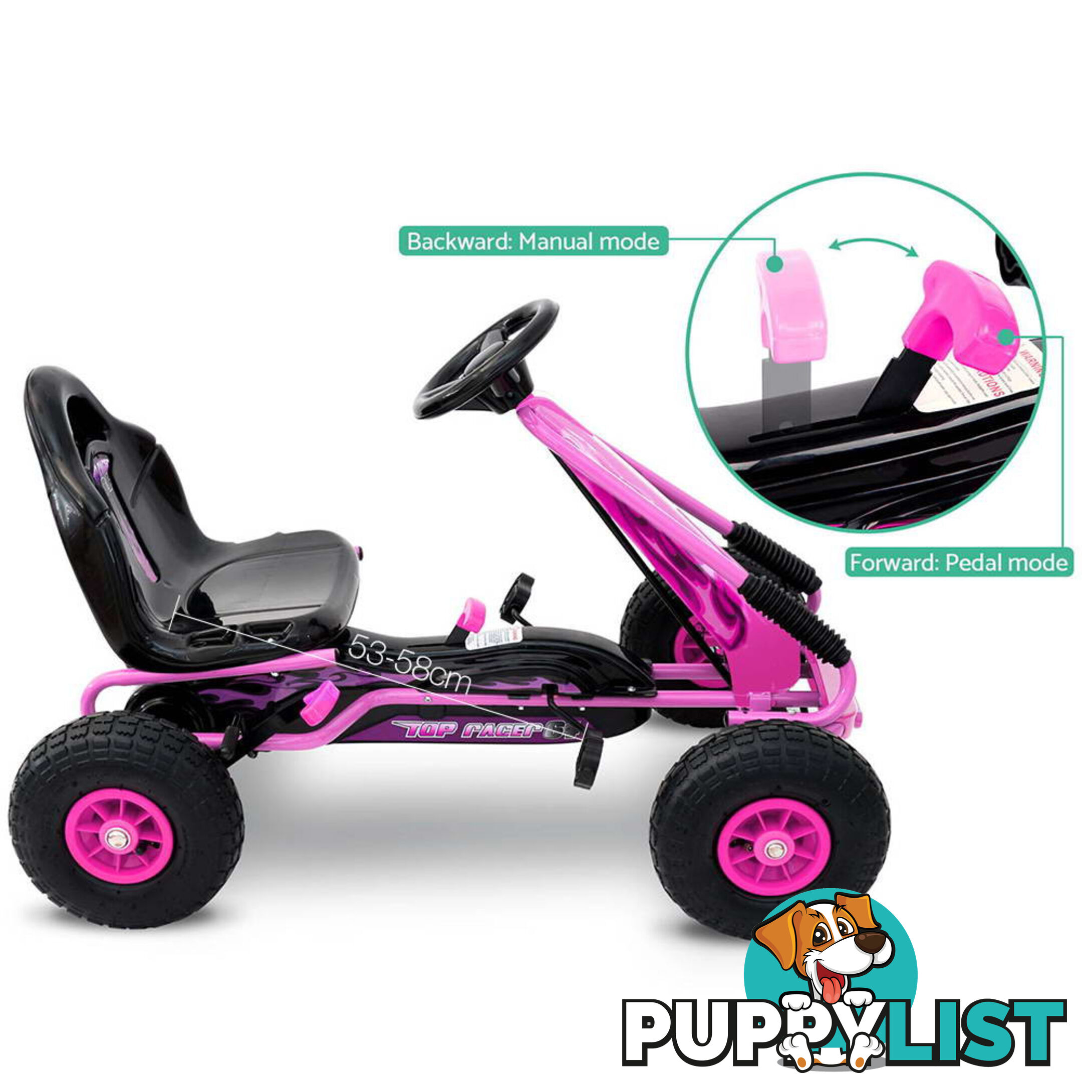 Kids Pedal Go Kart - Pink