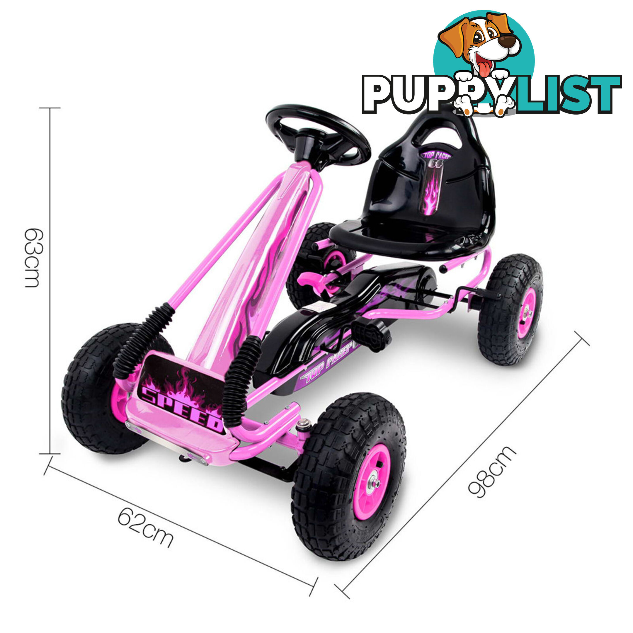 Kids Pedal Go Kart - Pink