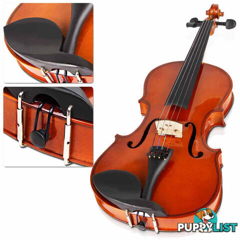 Full Size 4/4 Natural Wooden Beginner Violin Set Brown