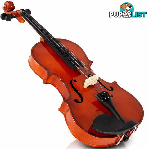 Full Size 4/4 Natural Wooden Beginner Violin Set Brown