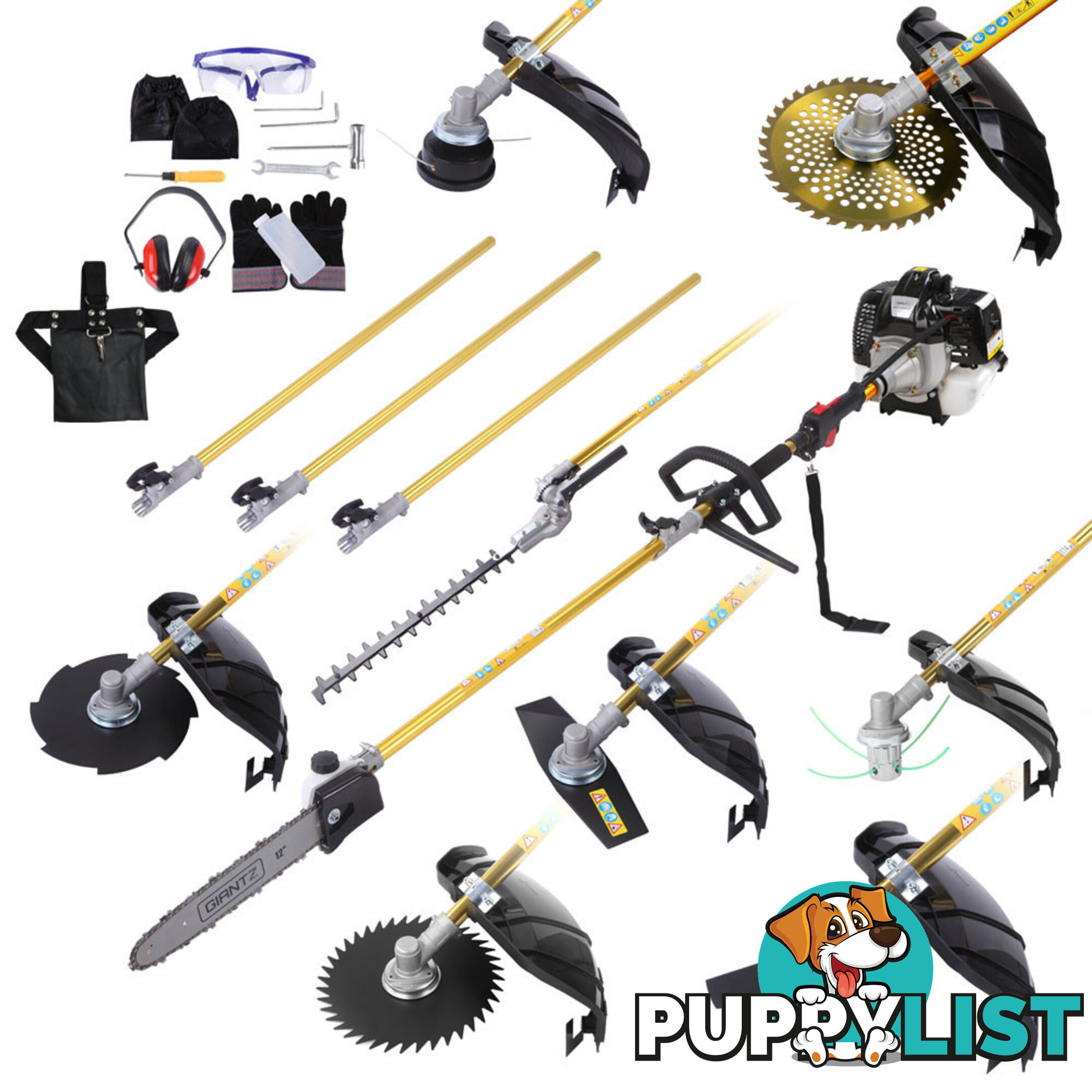 65cc 9 In 1 Petrol Pole Chainsaw Hedge Trimmer Whipper Snipper Pruner