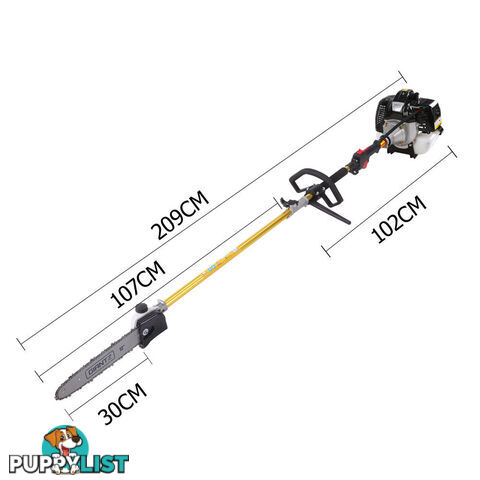 65cc 9 In 1 Petrol Pole Chainsaw Hedge Trimmer Whipper Snipper Pruner