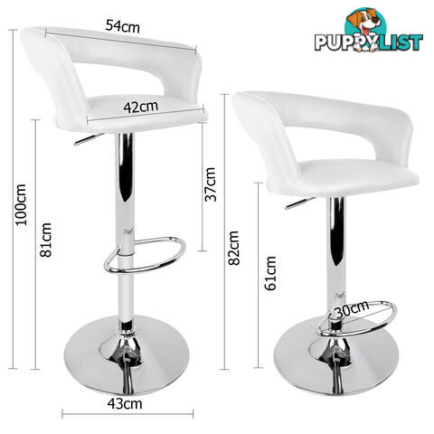 Set of 2 PU Leather Kitchen Bar Stool White