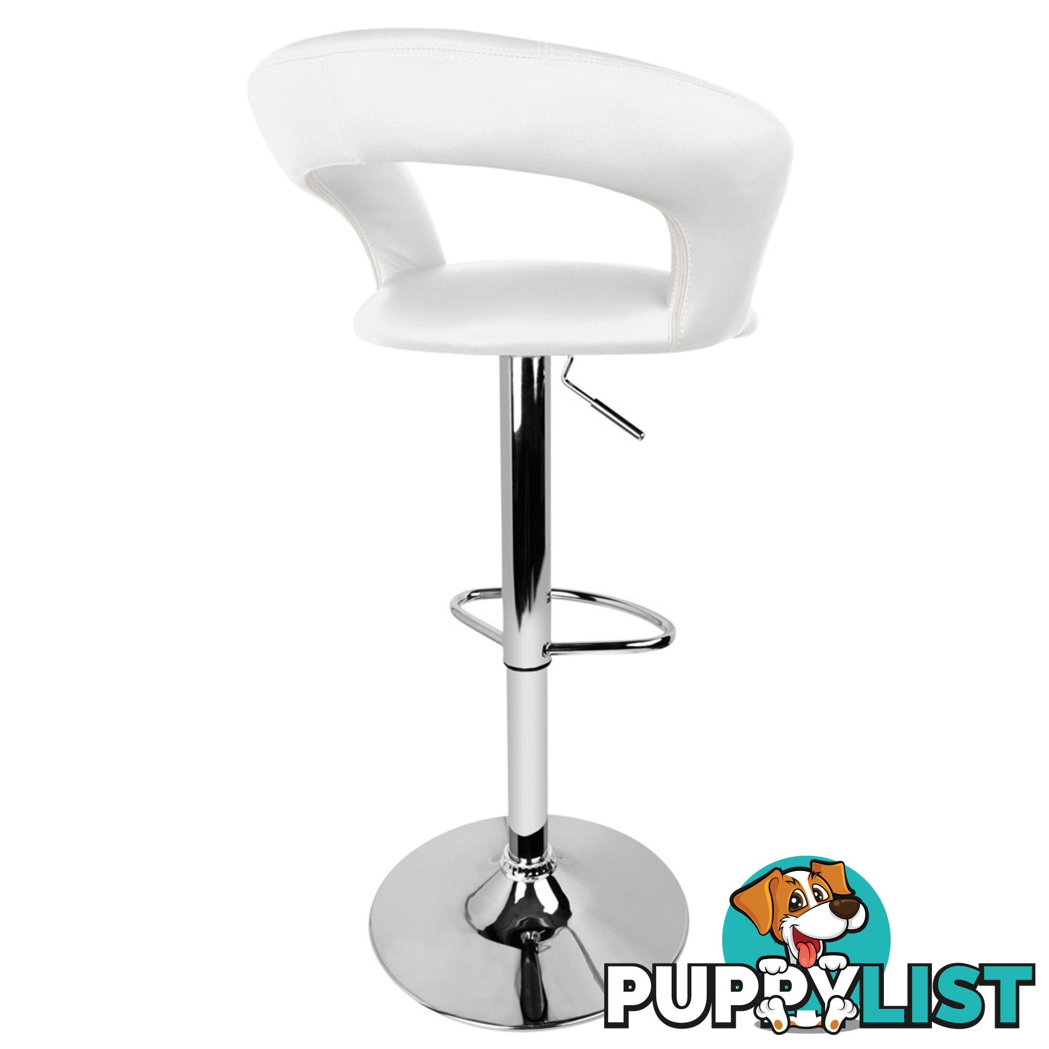 Set of 2 PU Leather Kitchen Bar Stool White