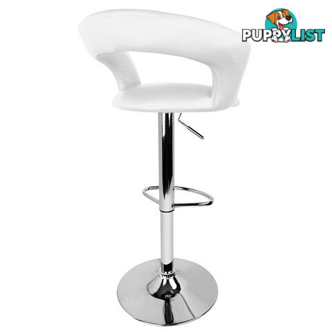 Set of 2 PU Leather Kitchen Bar Stool White