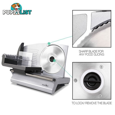 150W  Meat Slicer with Stainless Steel Blade - Silver