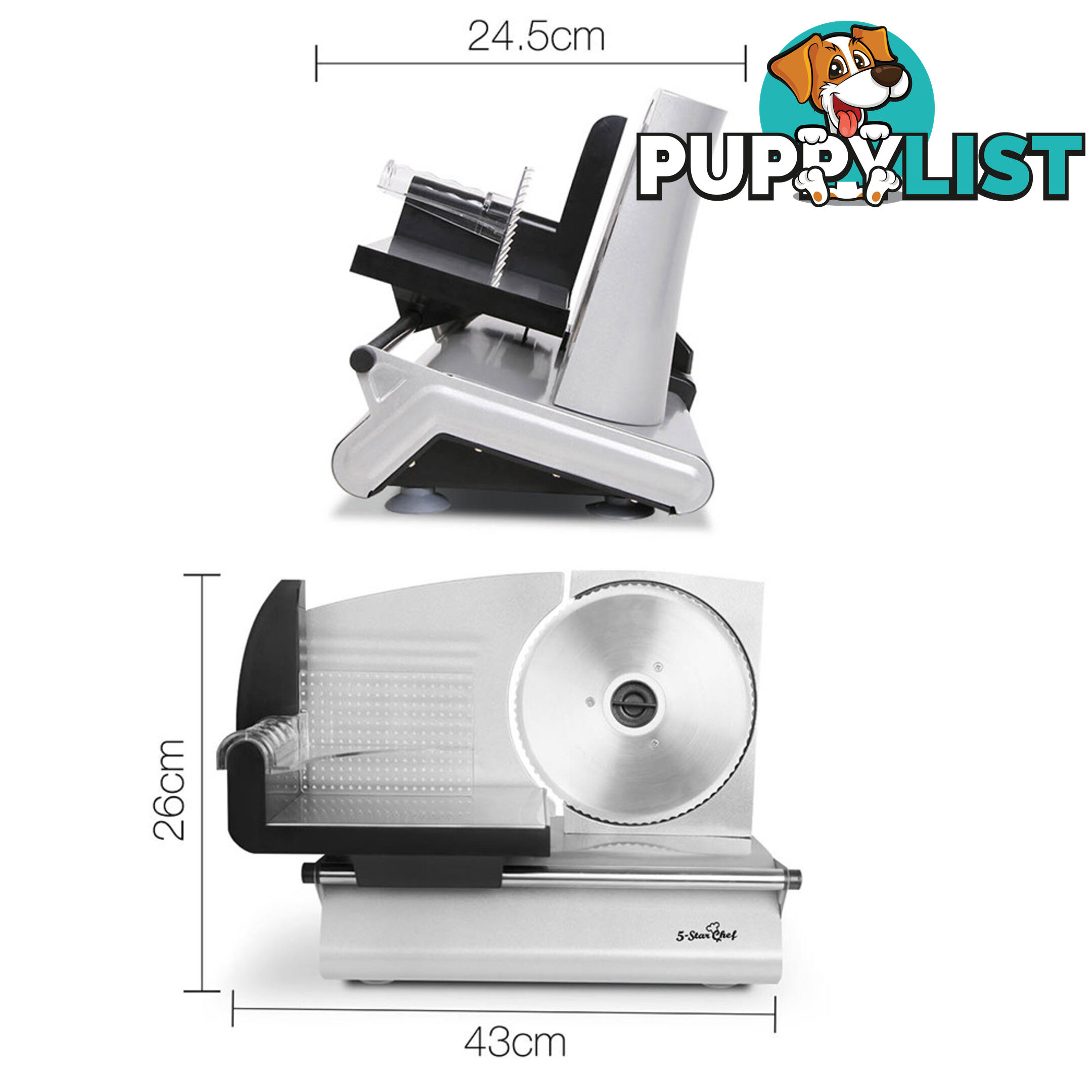 150W  Meat Slicer with Stainless Steel Blade - Silver