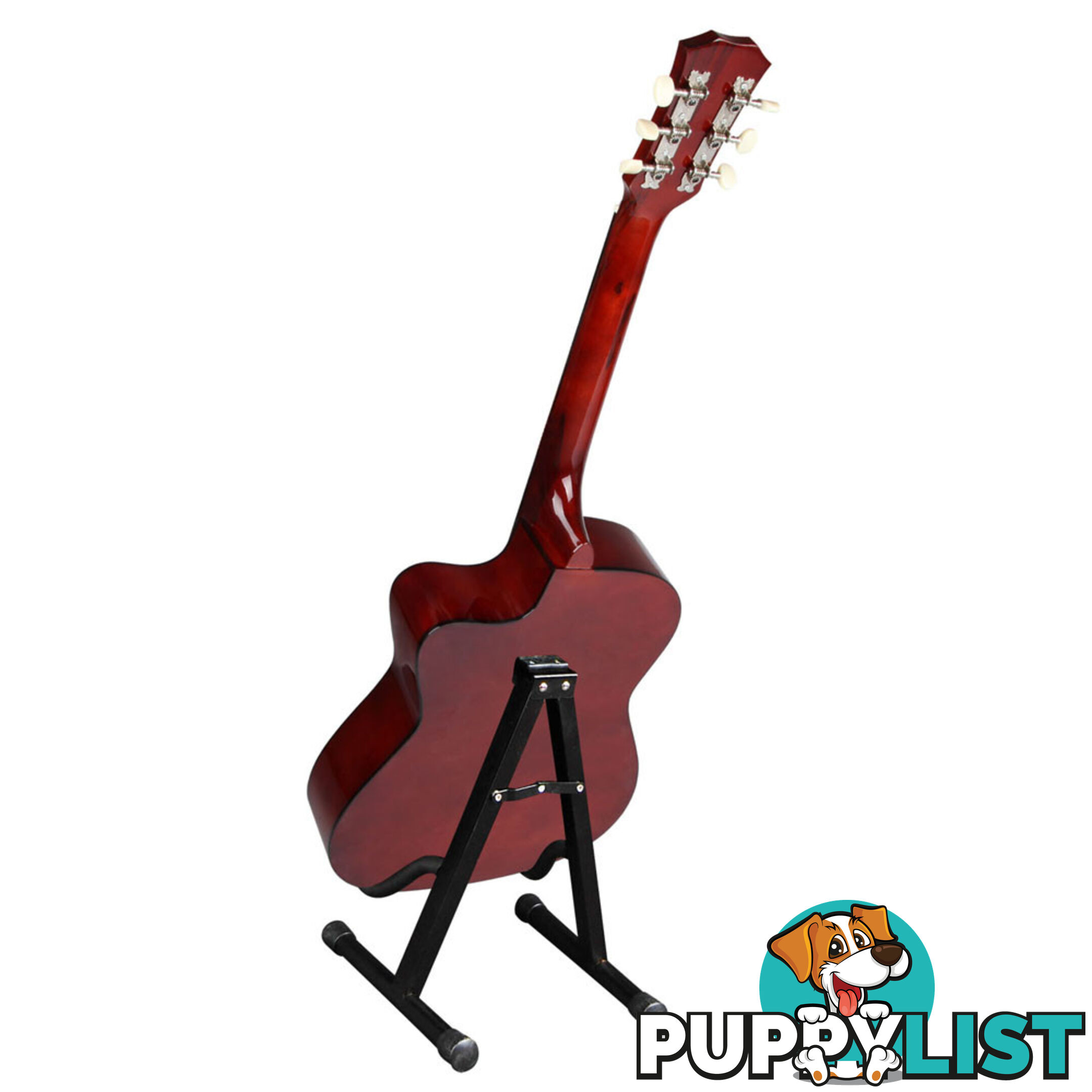 Acoustic Cutaway Guitar Natural w/ Steel String Stand Strap