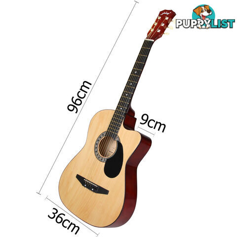 Acoustic Cutaway Guitar Natural w/ Steel String Stand Strap