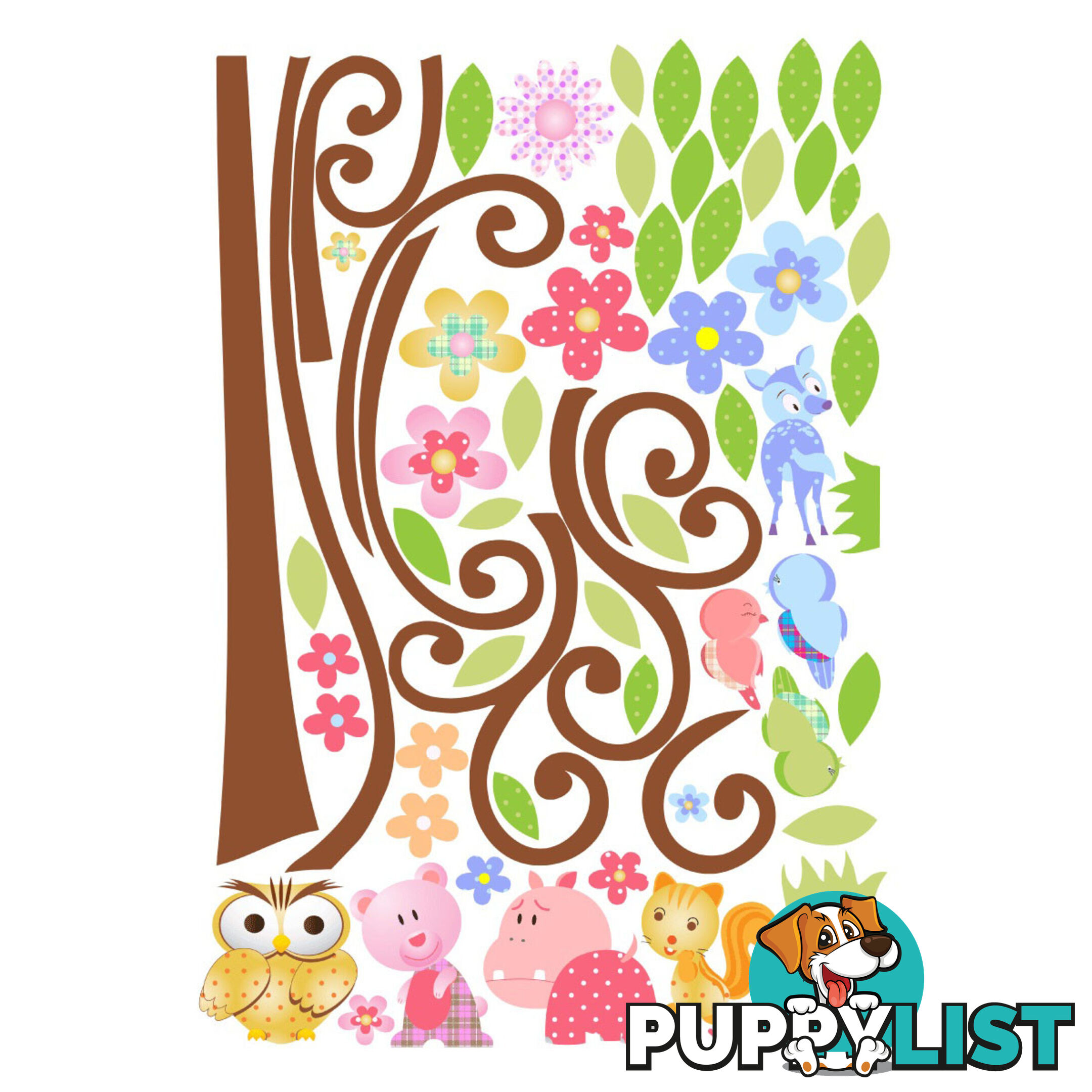 Tree with Cute Animals Wall Stickers - Totally Movable