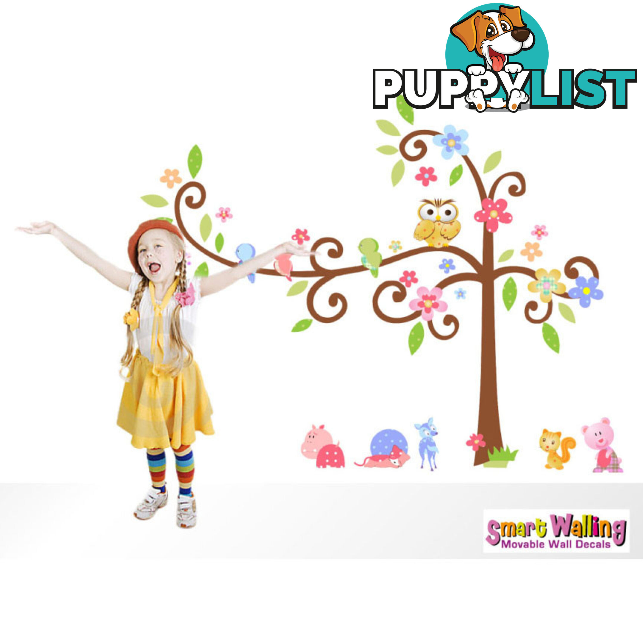 Tree with Cute Animals Wall Stickers - Totally Movable