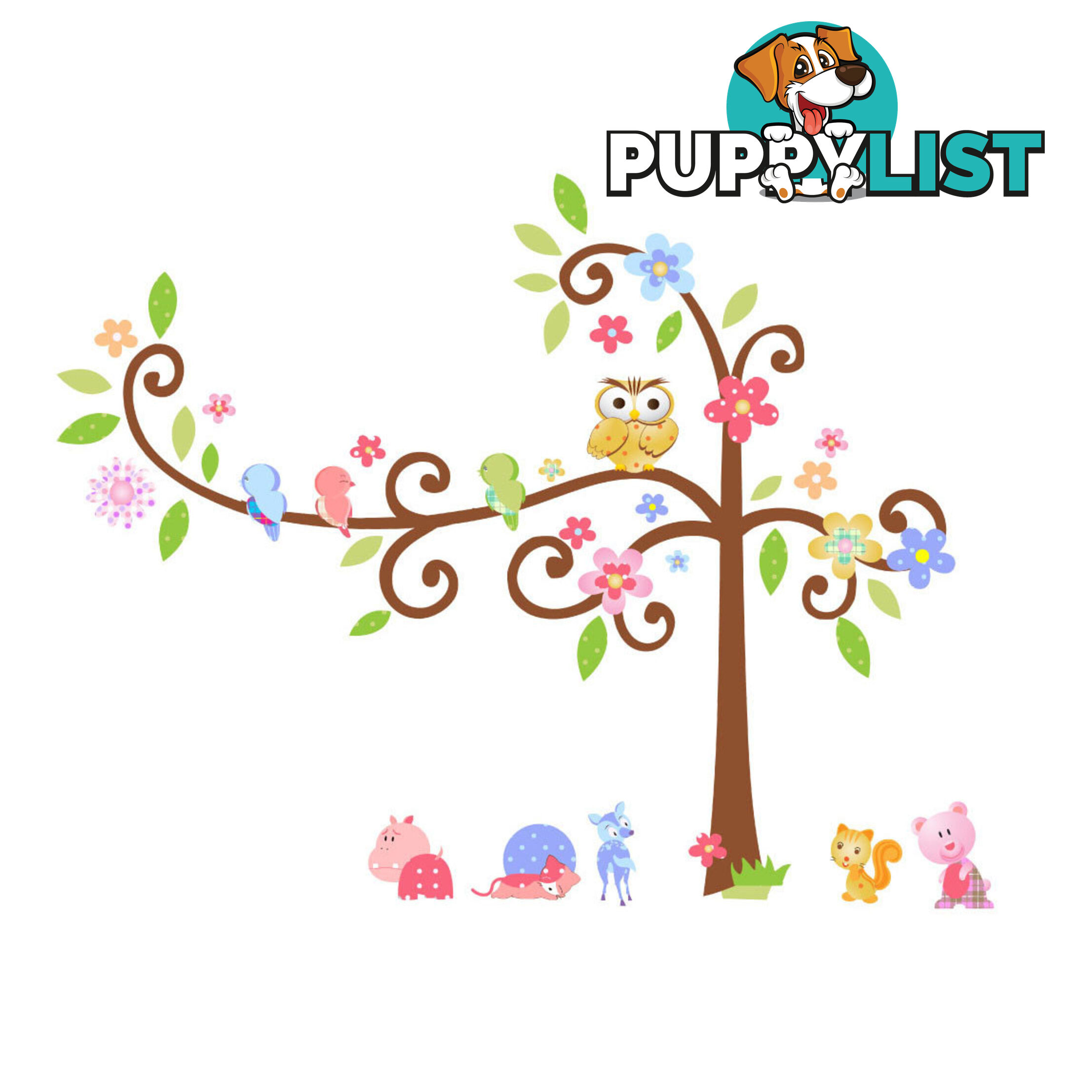 Tree with Cute Animals Wall Stickers - Totally Movable