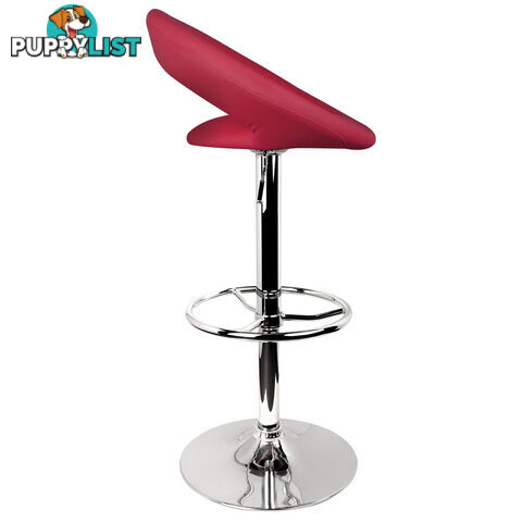 Set of 2 PU Leather Kitchen Bar Stool Red