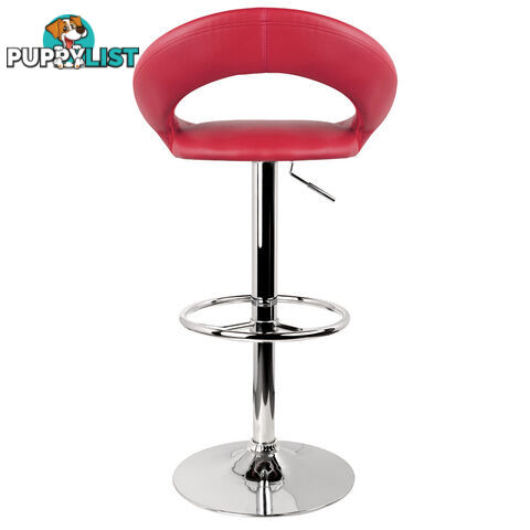 Set of 2 PU Leather Kitchen Bar Stool Red