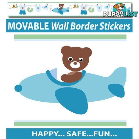 Boys Blue Bears Wall Border Stickers - Totally Movable