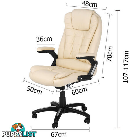 8 Point Massage Executive PU Leather Office Computer Chair Beige