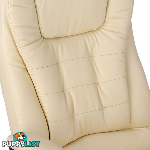 8 Point Massage Executive PU Leather Office Computer Chair Beige