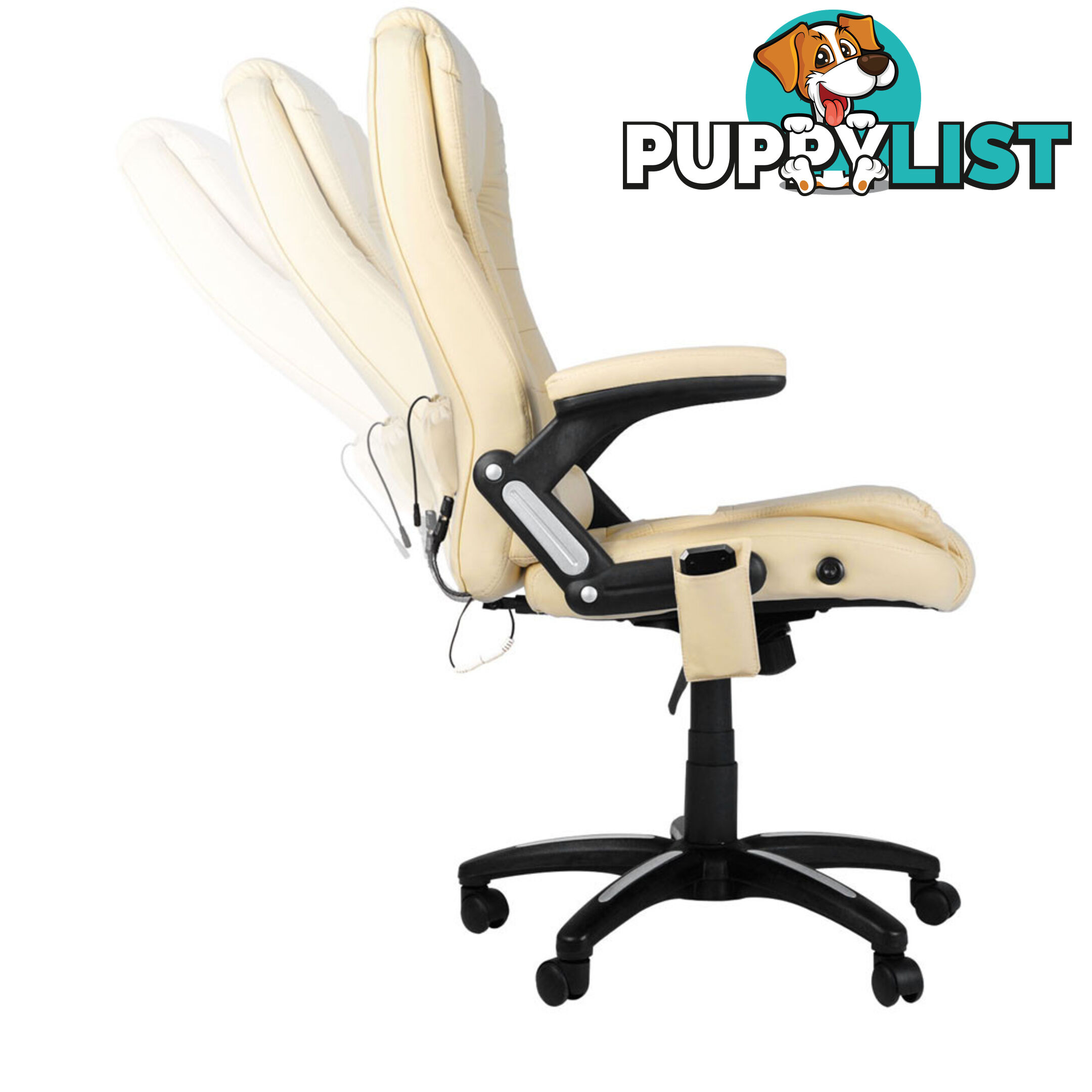 8 Point Massage Executive PU Leather Office Computer Chair Beige