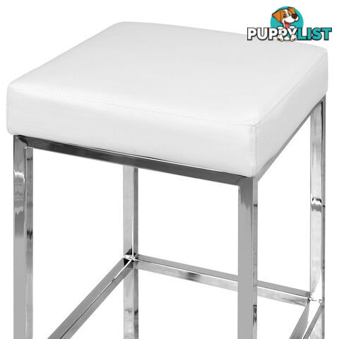 Set of 2 PU Leather Kitchen Bar Stool White