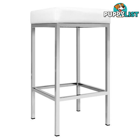 Set of 2 PU Leather Kitchen Bar Stool White