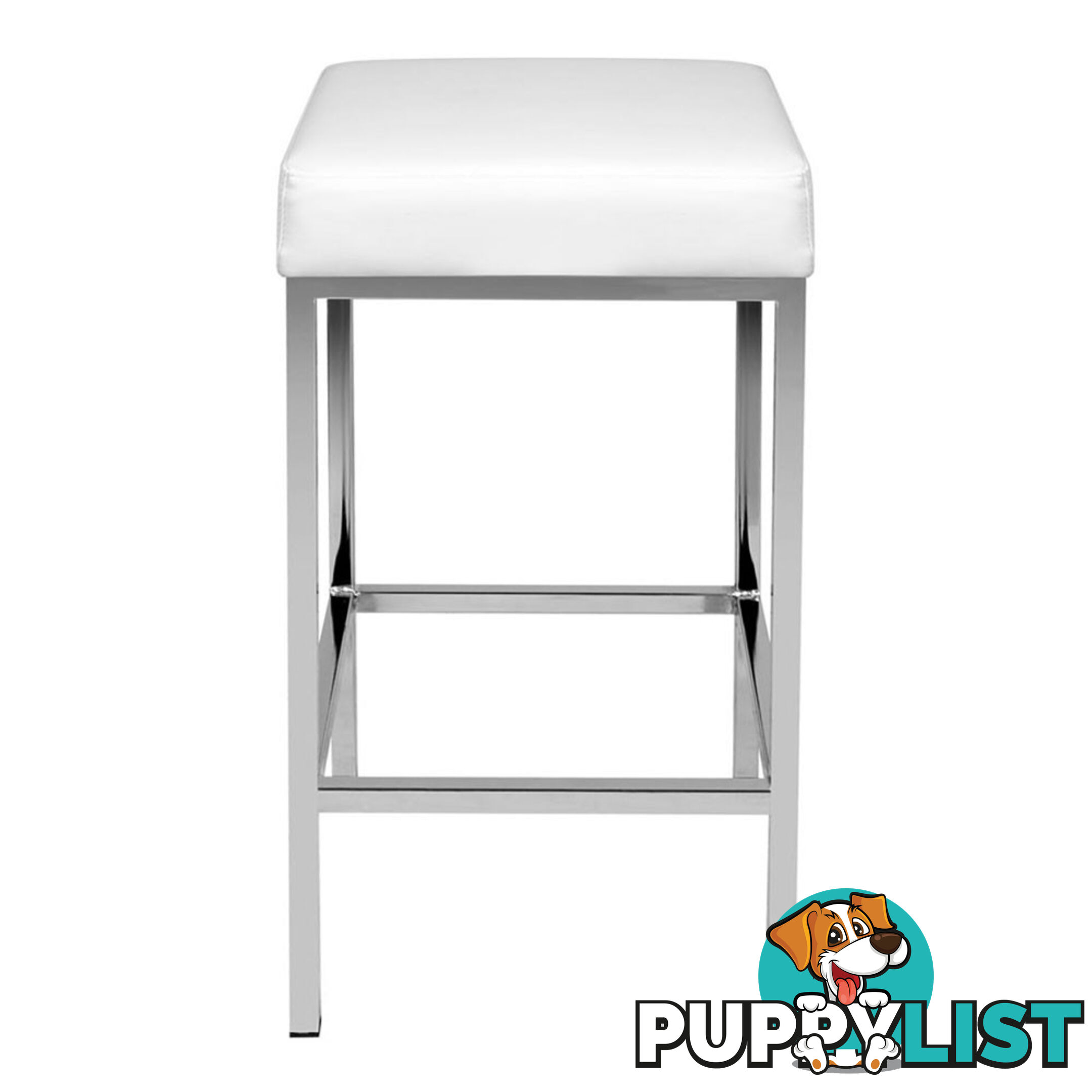 Set of 2 PU Leather Kitchen Bar Stool White