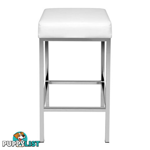 Set of 2 PU Leather Kitchen Bar Stool White