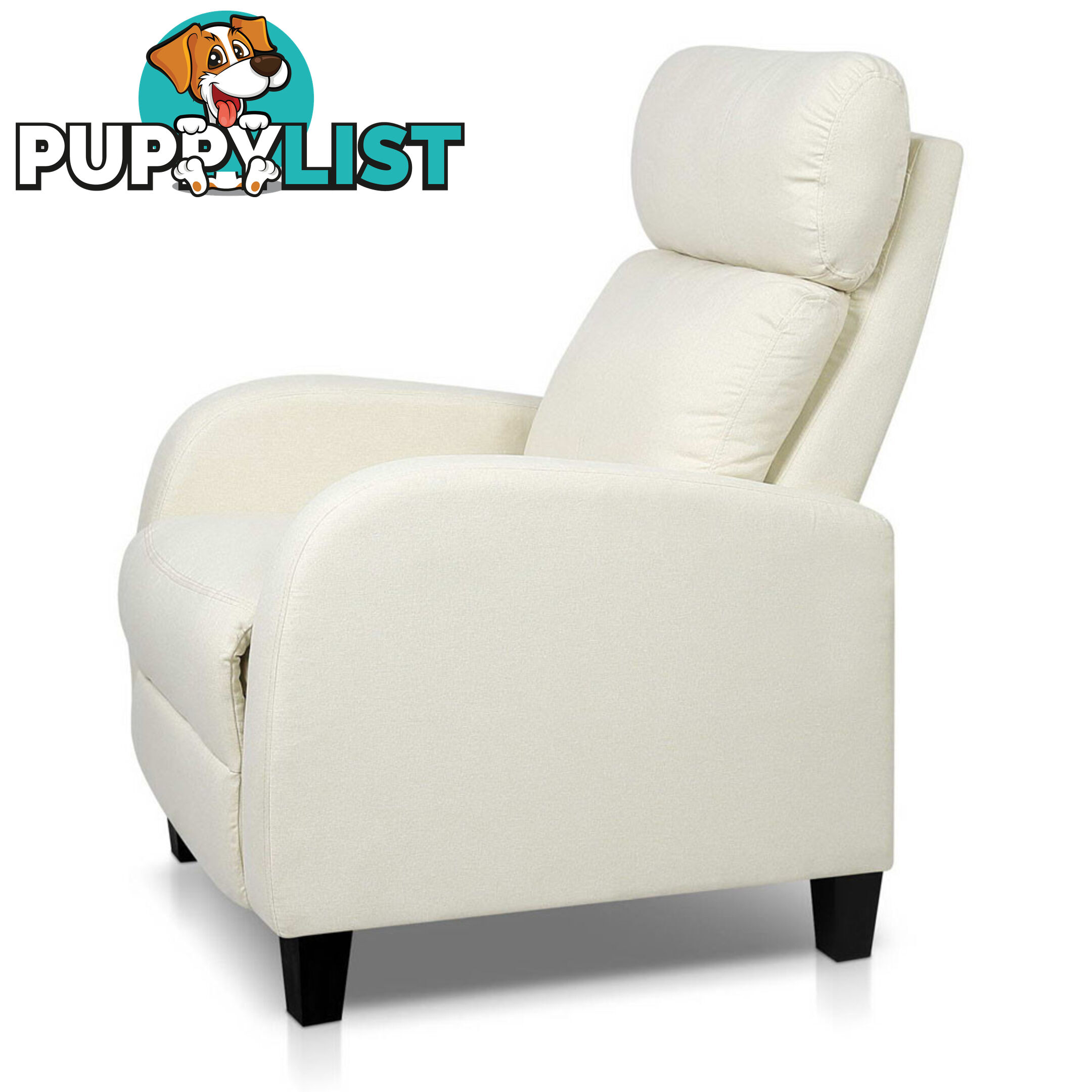 Linen Fabric Armchair Recliner - Beige