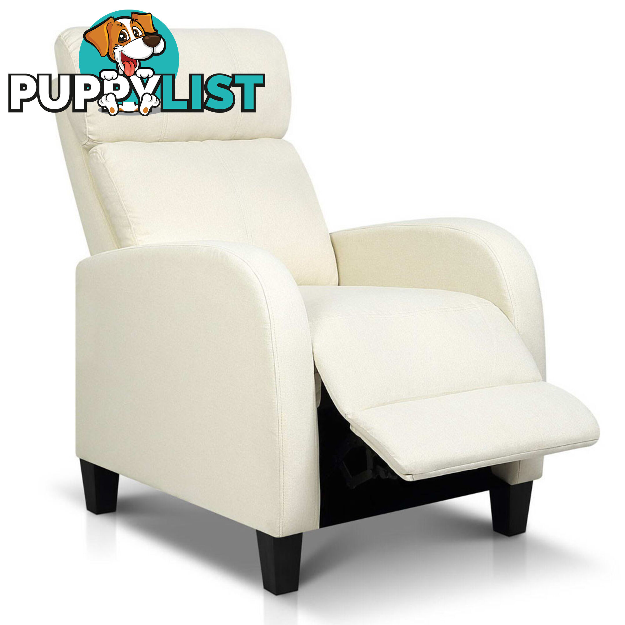 Linen Fabric Armchair Recliner - Beige