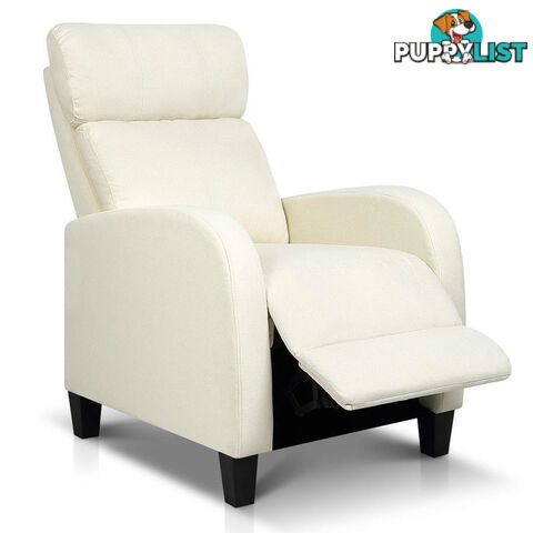 Linen Fabric Armchair Recliner - Beige