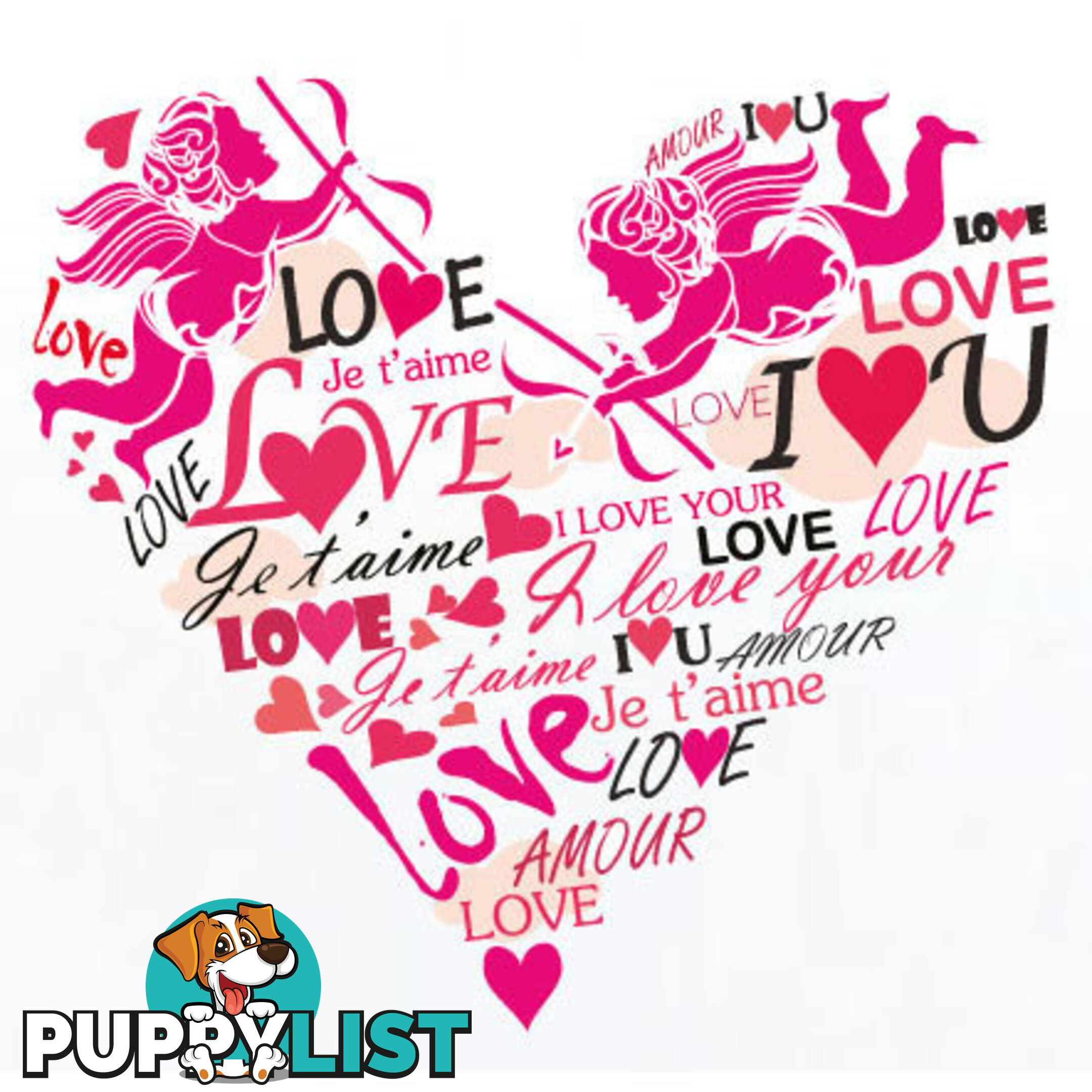 Medium Size Pink Cupid Love Hearts Wall Stickers - Totally Movable