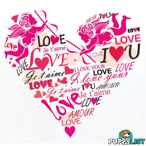 Medium Size Pink Cupid Love Hearts Wall Stickers - Totally Movable