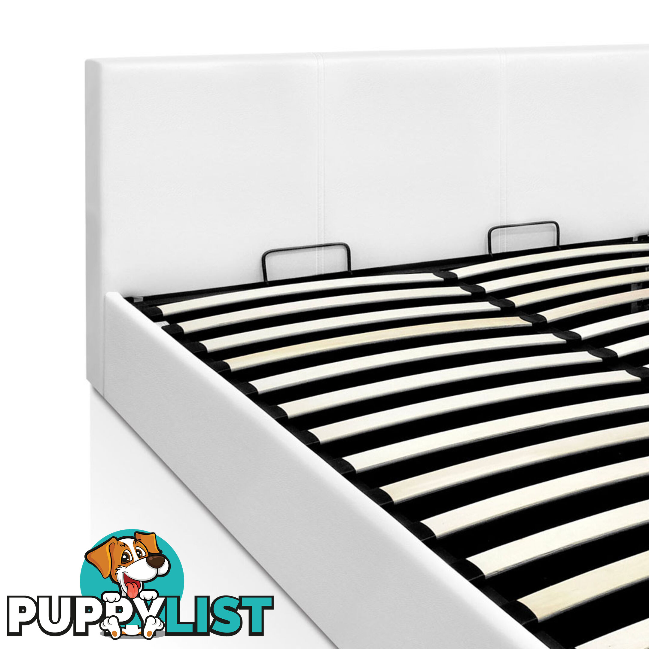 Deluxe Gas Lift PU Leather Storage Bed Frame Double White