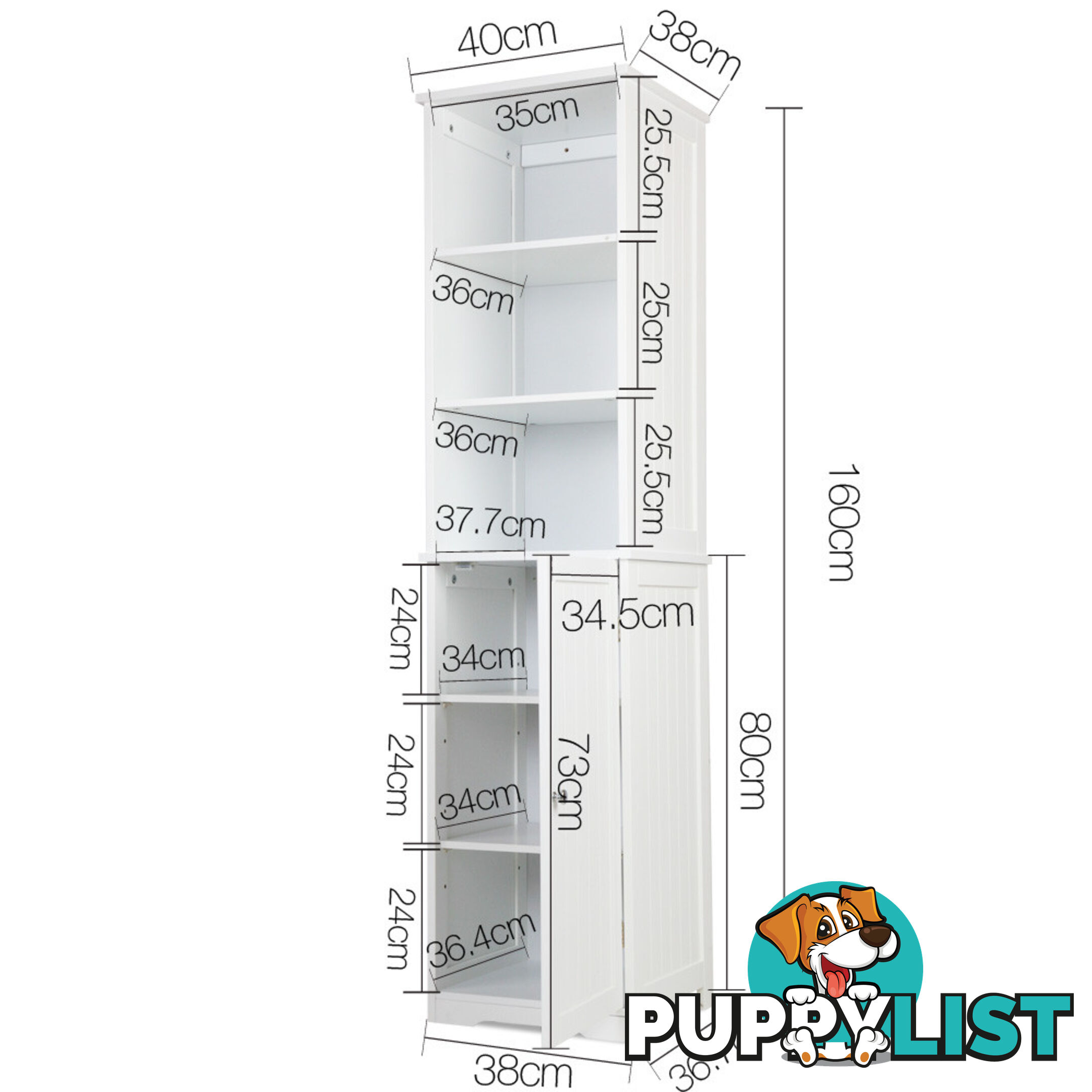 6 Tier Storage Cabinet - White