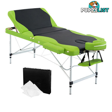 Aluminium Massage Table 3 Fold Green Black