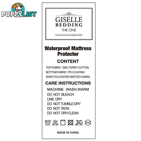 Waterproof Mattress Protector - Single