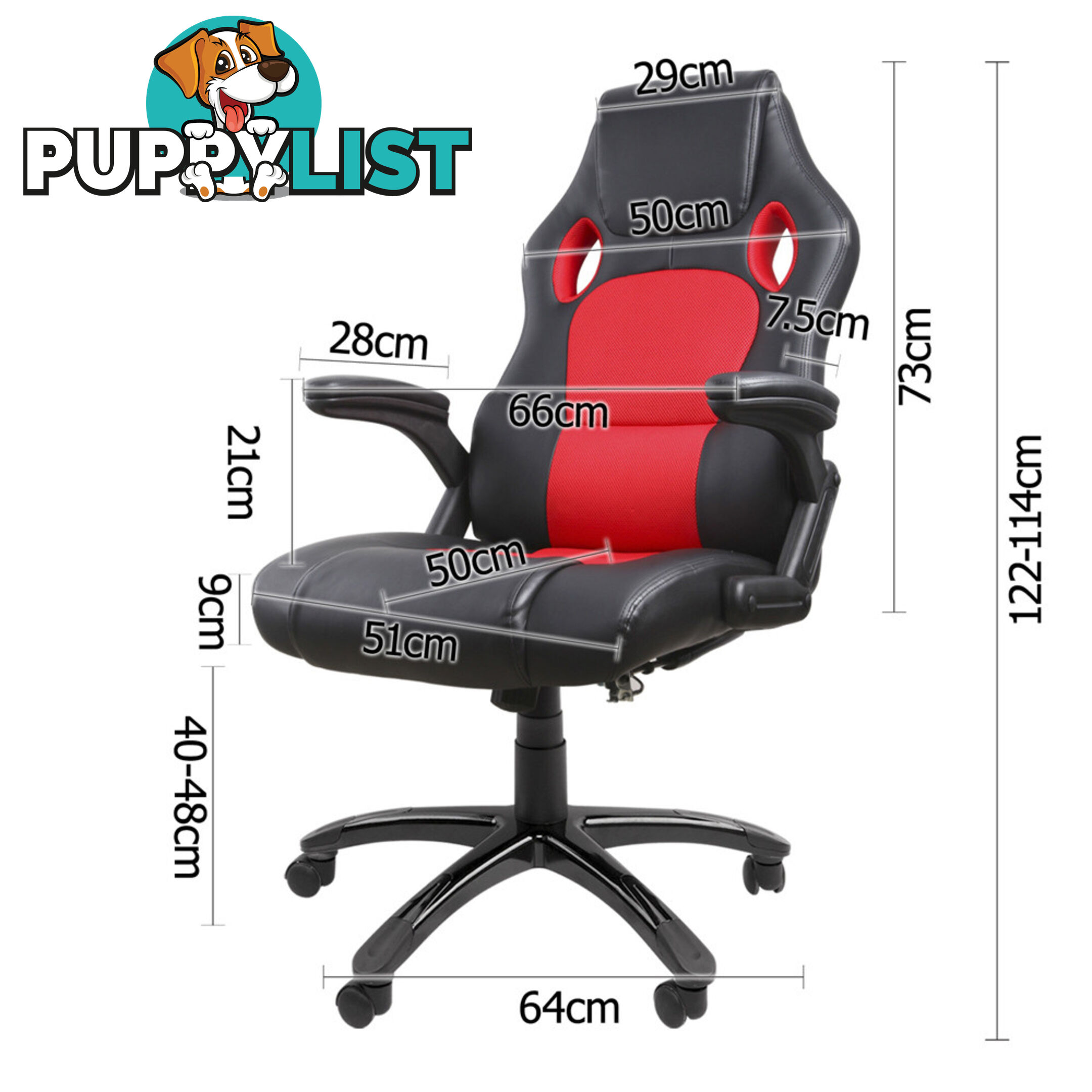 8 Point Massage Racing PU Leather Office Computer Chair Black/Red